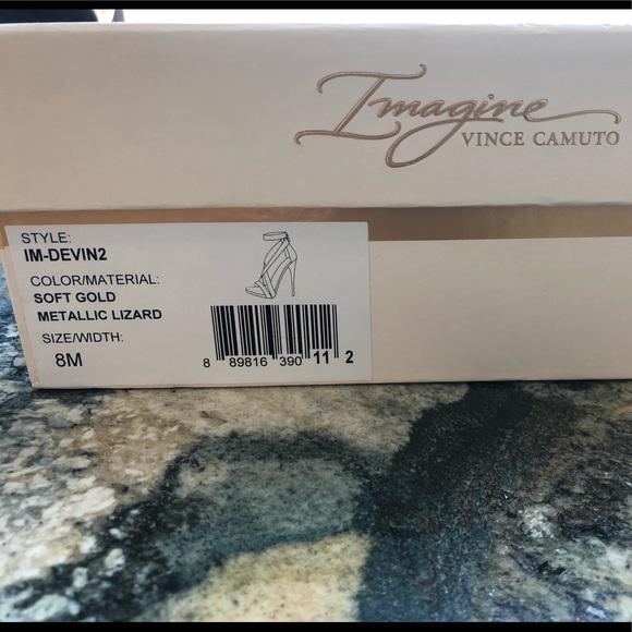 Vince Camuto Strappy Sandal Stiletto Heel Gold - Picture 6 of 8